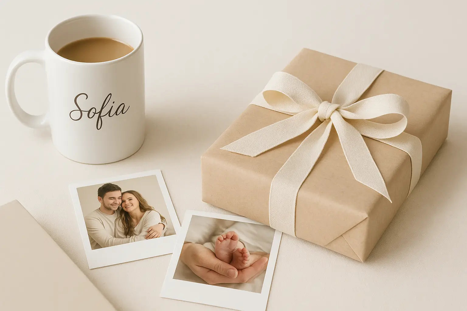 caneca e polaroids personalizadas