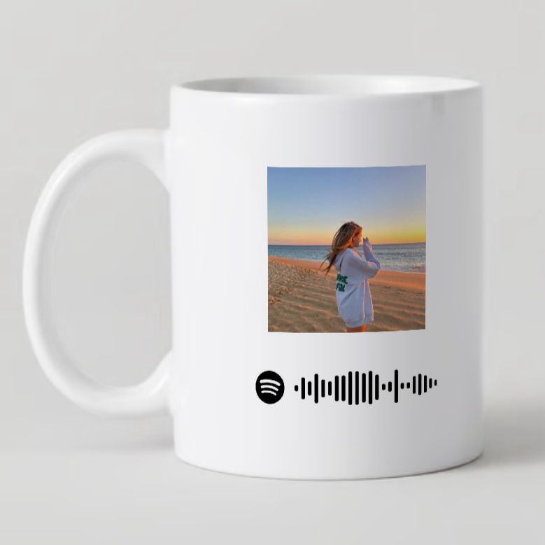caneca personalizada com spotify code e fotografia